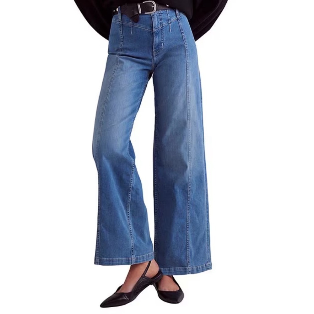 Free People Libra High Rise Wide Leg Stretch Jeans size 27